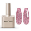 Picture of MAYCHAO 15ML Rose Pink Glitter Gel Nail Polish 1Pc Sakura Pink Glitter Gel Polish Soak Off UV LED Nail Polish Nail Art Starter Manicure Salon DIY at Home, 0.5 OZ