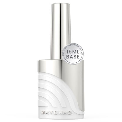 Picture of MAYCHAO Clear Gel Base Coat, 15ml Gel No Wipe Base Coat Soak Off Nail Lamp Gel Nail Polish Long Lasting for Home Nail DIY Manicure, 0.5 OZ