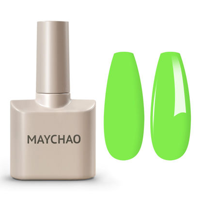 Picture of MAYCHAO 15ML Gel Nail Polish 1Pc Neon Green Gel Polish Soak Off UV LED Nail Polish Nail Art Starter Manicure Salon DIY at Home, 0.5 OZ