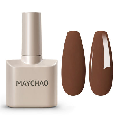 Picture of MAYCHAO 15ML Brown Gel Nail Polish 1Pc Brown Gel Polish Soak Off UV LED Nail Polish Nail Art Starter Manicure Salon DIY at Home, 0.5 OZ