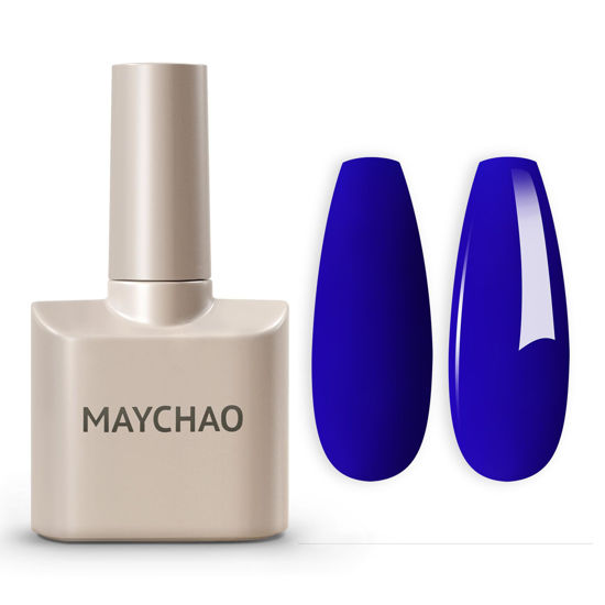 Picture of MAYCHAO 15ML Gel Nail Polish 1Pc Sapphire Blue Nail Polish Soak Off UV LED Nail Gel Polish Nail Art Starter Manicure Salon DIY at Home, 0.5 OZ