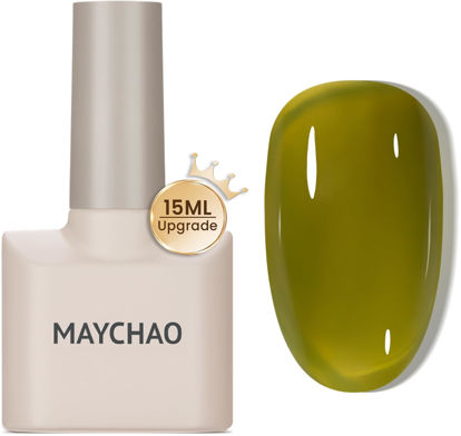 Picture of MAYCHAO 15ML Gel Nail Polish 1Pc Jelly Green Gel Polish Soak off Translucent Green Nail Polish Nail Art Manicure Salon DIY at Home, 0.5 OZ