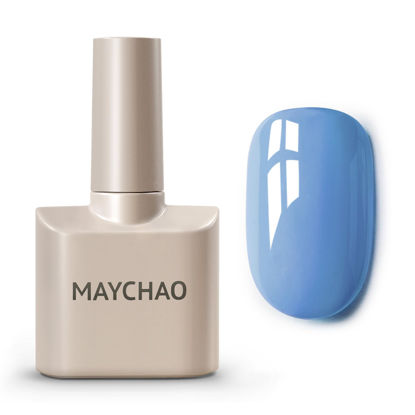 Picture of MAYCHAO 15ML Blue Gel Nail Polish 1Pc Baby Blue Gel Polish Soak Off UV LED Nail Gel Polish Nail Art Starter Manicure Salon DIY at Home, 0.5 OZ
