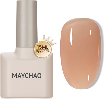 Picture of MAYCHAO 15ML Jelly Nude Gel Nail Polish 1Pc Crystal Nude Gel Polish Soak off Translucent Nude Nail Polish Nail Art Manicure Salon DIY at Home, 0.5 OZ
