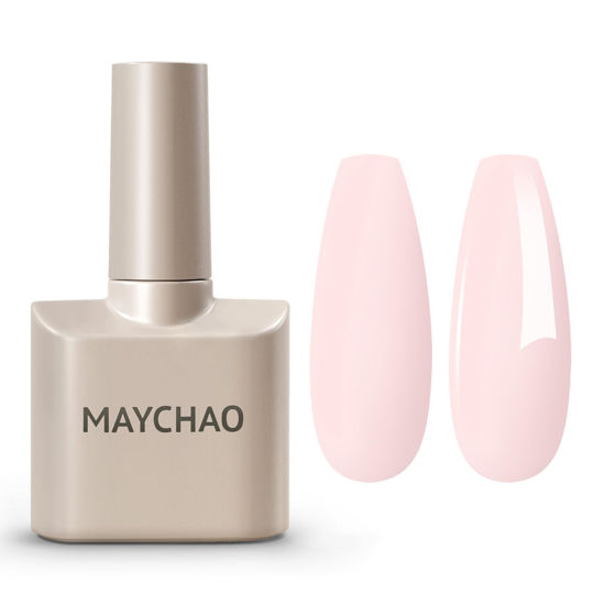 Picture of MAYCHAO 15ML Creamy Pink Gel Nail Polish 1Pc Pink Gel Polish Soak Off UV LED Nail Polish Nail Art Starter Manicure Salon DIY at Home, 0.5 OZ