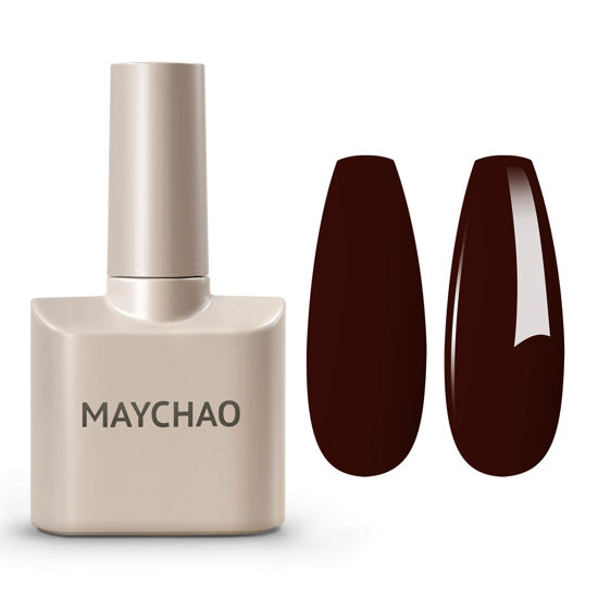 Picture of MAYCHAO 15ML Gel Nail Polish 1Pc Deep Cherry Red Nail Polish Soak Off UV LED Nail Gel Polish Nail Art Starter Manicure Salon DIY at Home, 0.5 OZ