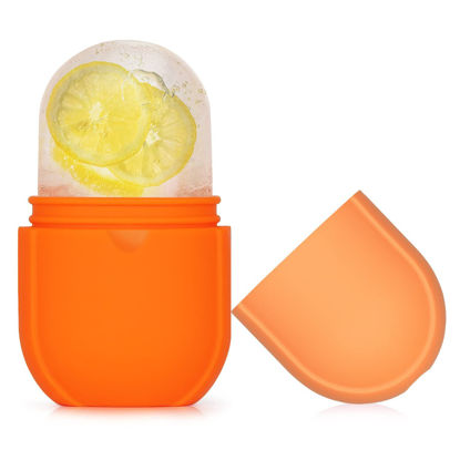 Picture of Ice Roller for Face and Eye, Upgrated Ice Face Roller Puffiness Relief Ice Roller Skin Care Tools, Ice Facial Cube, Gua Sha Face Massage, Silicone Ice Mold for Face Beauty ( Orange)