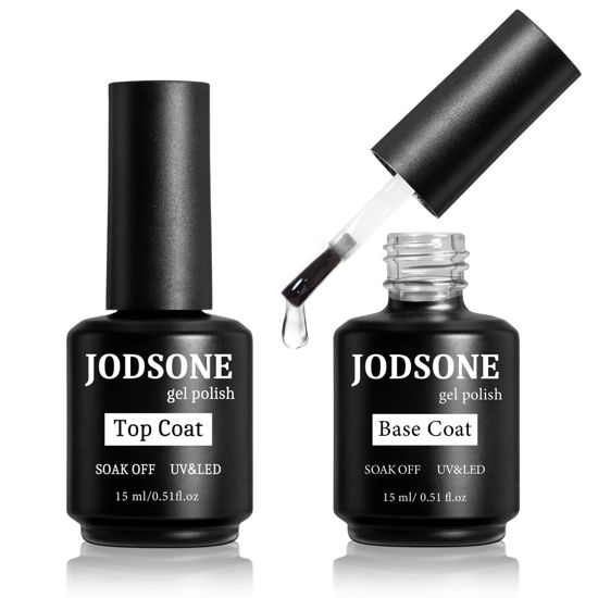 Picture of JODSONE 2 Bottles of Top Coat Base Coat Gel Polish Set Bright Surface At Home DIY Nail Salon Girl Gift