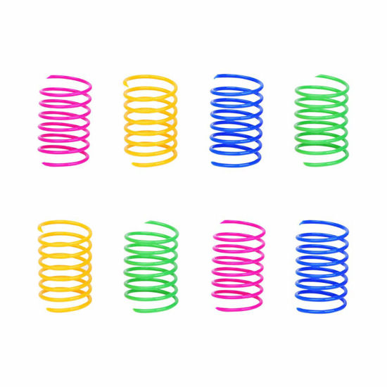 Picture of ISMARTEN Cat Spring Toy (60 Pack), Cat Kittens Toys Plastic Coil Spiral Springs for Swatting, Biting, Hunting, and Active Healthy Play (Random Color)
