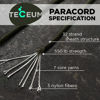 Picture of TECEUM Paracord Type III 550 Army Green - 50 ft - 4mm - Tactical Rope MIL-SPEC - Outdoor para Cord - Camping Hiking Fishing Gear - EDC Parachute Cord - Strong Survival Rope 010 N