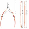 Picture of Cuticle Trimmer Cuticle Remover with Cuticle Pusher, XUNXMAS Professional Stainless Steel Durable Pedicure Manicure Tools Cutter Nipper Scissor Clipper for Fingernails and Toenails Rose Gold