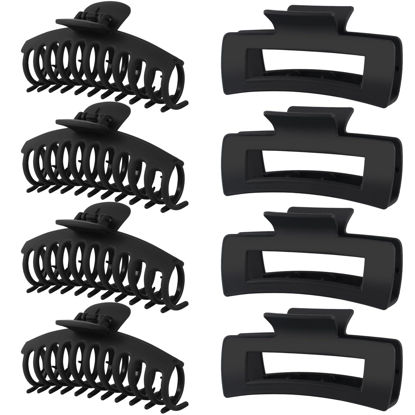Picture of LuSeren Hair Clips for Women 4.3 Inch Large Hair Claw Clips for Women Thin Thick Curly Hair, Big Matte Banana Clips,Strong Hold jaw clips (Black)