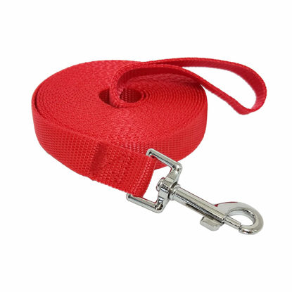 Picture of Nylon Training Dog Leash for Small Medium Large Dogs, 15ft 20ft 30ft 50ft Long Leash Dog/Puppy Lead for Obedience Recall Training, Camping (15ft, Red)