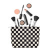 Picture of PAZIMIIK Makeup Bag Large Zipper Corduroy Make Up Pouch for Purse Travel Canvas Cosmetic Organizer for Women Brush Storage,Checkered Black