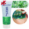 Picture of MEICOLY Green Body Glitter,St Patricks Day Accessories Face Glitter,St.Patrick's Day Alien Glitter,Face Hair Mermaid Sequins Party Festival Rave Makeup,Sparkly Body Glitter Gel for Women Kids,50ml