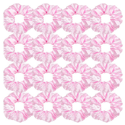 Picture of Ivyu 16 Pcs Pink Satin Hair Scrunchies for Women's Thick Curly Hair, No Crease Hair Ties, No Damage, Fit for All Kinds of Hair