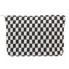 Picture of PAZIMIIK Knitted Checkered Makeup Bag Large Zipper Make Up Accessory Pouch for Purse Cosmetic Brush Bag for Travel Essential,Black