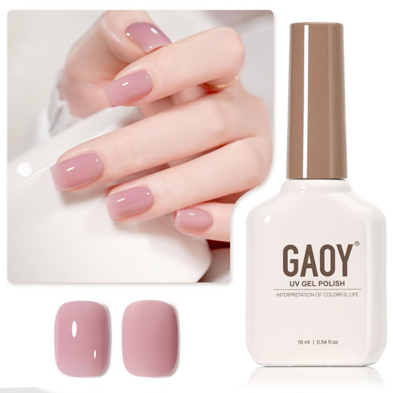 Picture of GAOY Jelly Purple Gel Nail Polish, 16ml Sheer Natural Translucent Soak Off Gel Polish, UV Light Cure for Nail Art DIY, 2070 Dusty Rose