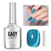 Picture of GAOY Blue Glassy Cat Eye Gel Nail Polish, 16ml Glitter Holographic Nail Polish with Magnet, Reflective Translucent UV Gel, 2153 Blue Tears