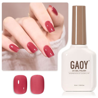 Picture of GAOY Jelly Nude Gel Nail Polish, 16ml Sheer Pink Translucent Soak Off Gel Polish, UV Light Cure for Nail Art DIY, 1993 Blushing Red