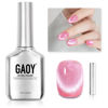 Picture of GAOY Cat Eye Gel Nail Polish, 16ml Pink Glitter Holographic Nail Polish with Magnet, Reflective Translucent UV Gel, 2280 Electric Pink