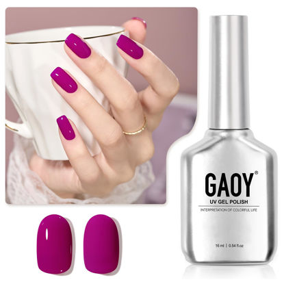 Picture of GAOY Purple Gel Nail Polish, 16ml Soak Off UV Light Cure Gel Polish for Nail Art DIY Manicure at Home, 1607 Plum Purple