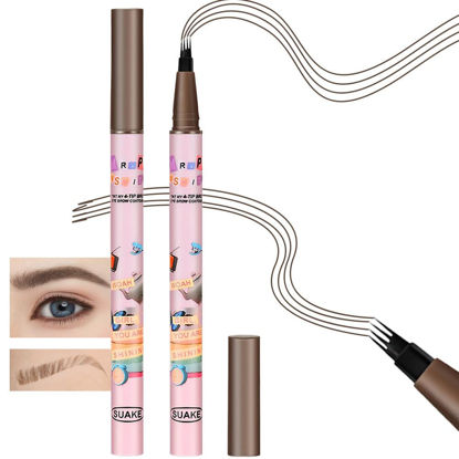 Picture of Kaely 2Pcs Black Brown Microblading Eyebrow Pen,4 Tip Liquid Microblade Eyebrow Pencil,Magical Precise Waterproof Brow Pen,Eye Brow Pencils for Women Makeup,lapiz para cejas,Creates Natural Brows,03