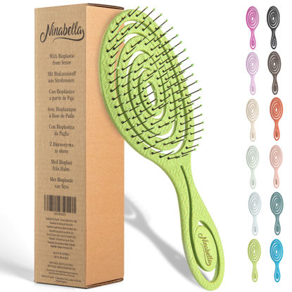 Picture of Ninabella Organic Detangling Hair Brush for Women, Men & Children - Does not Pull on Hair - Hair Straightening Brushes for Straight, Curly & Wet Hair - Unique Spiral Hairbrush