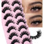Picture of Mink Lashes Fluffy Wispy Lashes Natural Look 3D False Eyelashes D Curl Russian Strip Lashes 7 Pairs Short Fake Eyelash Pack by EYDEVRO