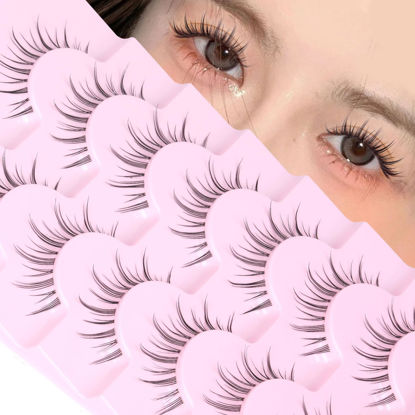 Picture of Manga Lashes Natural Look Anime Lashes with Clear Band Natural Manga Eyelashes Manhua Manhwa Lashes Korean Japanese Style Cosplay Lashes by EYDEVRO