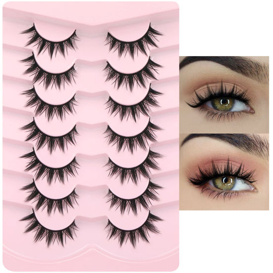 Picture of Manga Lashes False Eyelashes Doll Dramatic Eyelashes Anime Cosplay Japanese Style Lashes Spiky Long Thick Mink Eye Lash Strips by EYDEVRO