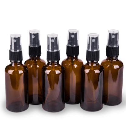 Picture of hmaimas 6 Pack Amber Glass Spray Bottles for Essential Oils, 2oz Small Fine Mist Travel Empty Spray Bottle for Hair and Plants