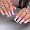 Picture of DANMANR Long Press on Nails Square French Fake Nails Full Cover Nude Acrylic False Nails for Women and Girls 24PCS (Pink Heart)