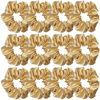 Picture of 12 Pcs Satin Silk Scrunchies and Hair Accessories - Soft Ties, Fashion Bands, Bows, Ropes, Elastic Bracelets, Ponytail Holders for Women and Girls (4.5 Inch, Dark Gold)