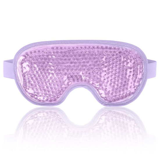 Picture of NEWGO Cooling Gel Eye Mask Reusable Cold Eye Mask for Puffy Eyes, Eye Ice Pack Eye Mask with Soft Plush Backing for Dark Circles, Migraine, Stress Relief - Purple