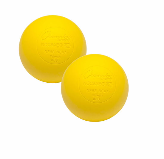 Picture of Champion Sports Colored Lacrosse Balls: Yellow Official Size Sporting Goods Equipment for Professional, College & Grade School Games, Practices & Recreation - NCAA, NFHS and SEI Certified - 2 Pack