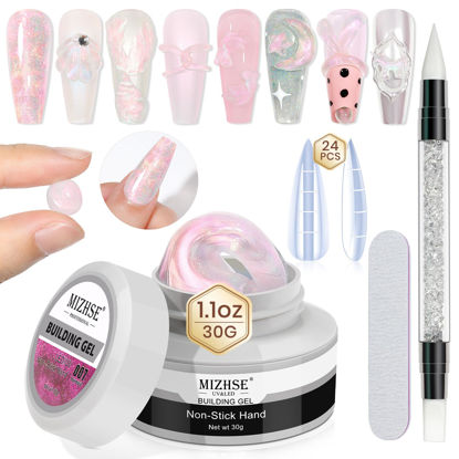 Picture of MIZHSE Solid Builder Gel for Nails, Mermaid Pearl 1oz Hard Gel Builder Non Sticky Nail Extension Gel Long Lasting Modeling Gel Builder Sculpture Nail Gel for Nail Art Salon Home Use