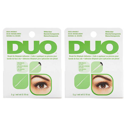 Picture of DUO Brush-On Strip Lash Adhesive with Vitamins A, C & E, Clear, Non-Irritating, Fast Drying Lash Glue, Easy to Use, Safe for Sensitive Eyes and Skin, 0.18 oz, 2-Packs