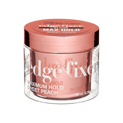 Picture of KISS COLORS & CARE Maximum Hold Edge Fixer, Non-Greasy Gel Formula Infused With Biotin B7, 24 Hour Hold, ‘Sweet Peach’ Scented, 3.38 Fl. Oz. (100 ml)