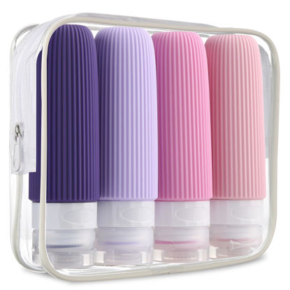 Picture of Mrsdry Travel Bottles for Toiletries, Tsa Approved 3oz Portable Travel Bottles, BPA Free Leak Proof Squeezable Travel Size Containers, Portable Silicone Bottles for Toiletries (4 Pack)