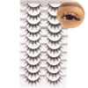Picture of Losha Manga Lashes Fluffy Faux Mink Lashes Natural Look 10 Pairs Asian False Eyelashes Pack Look Like Individual Clusters (6D75)