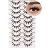 Picture of Losha Lashes Manga Lashes Natural Look Wispy False Eyelashes with Clear Band 10 Pairs Faux Mink Lashes Look Like Individual Cluster Lashes (Demon)