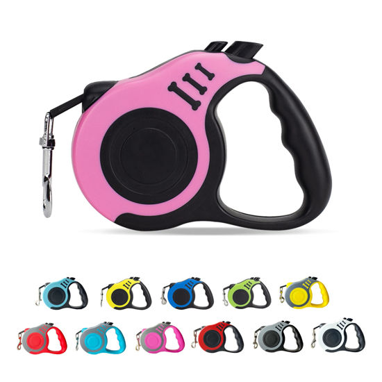 Picture of LIEVUIKEN Retractable Dog Leash Automatic Telescopic Tractor Dog Tape, Pet Tape 10/16 FT Durable and Convenient, with Non-Slip Handle, Suitable for Small and Medium-Sized Dogs Pink