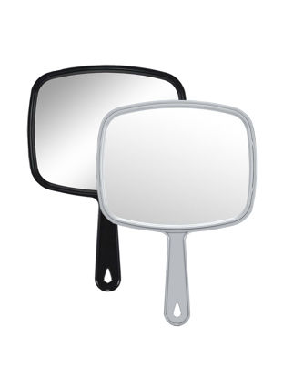Picture of Gladmart Hand Mirror Salon Barber Hairdressing Handheld Mirror with Handle(Square,Black and Grey,7.4 x 10.3 inches), 2PCS, Black&grey