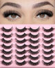 Picture of FARRED Natural Lashes Short Eyelashes Wispy False Mink Lash Pack 14 Pair Fluffy Cat Eye Strip Eyelash that Looks Like Extensions Small Fake Lashes for MUA and Beginners Daily Makeup (F14 | 8-15mm)
