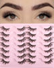 Picture of FARRED Half Eyelashes Natural False Lashes Wispy Cat Eye Strips Eyelash 14 Pairs Faux Mink Strip Eye Lashes Pack for Daily Makeup (F20 | 8-15 mm)