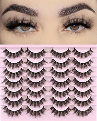 Picture of FARRED Mink Lashes Fluffy Eyelashes Natural Look Short Wispy Eye lash Natural False Eyelash 14 Pairs Faux Mink Strip Lashes Pack for Daily Makeup (F6 | 11-17mm)
