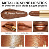 Picture of Oulac Dark Brown Lipstick for Women with Metallic 3D Shine Lightweight Hydrating Formula, High Impact Lip Color, Vegan Beauty, Full Coverage Lip Makeup, Hawaii Summer(08)