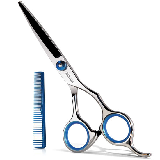 Picture of COOLALA Stainless Steel Hair Cutting Scissors 6.5 Inch Hairdressing Razor Shears Professional Salon Barber Haircut Scissors, One Comb Included, Home Use for Man Woman Adults Kids Babies