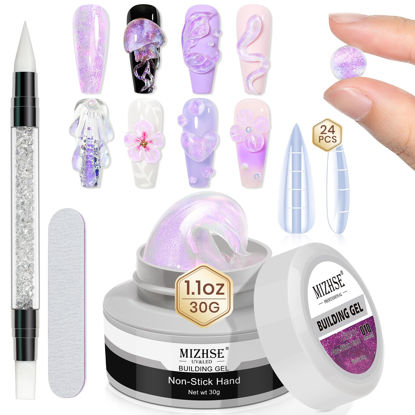 Picture of MIZHSE Solid Builder Gel for Nails - 30g/1oz Purple Mermaid Hard Gel for Nails 3D Nail Gel with Nail Forms 3D Sculpting Pen Soak off U V Nail Builder Gel for Nail Extension 3D Nail Art Women
